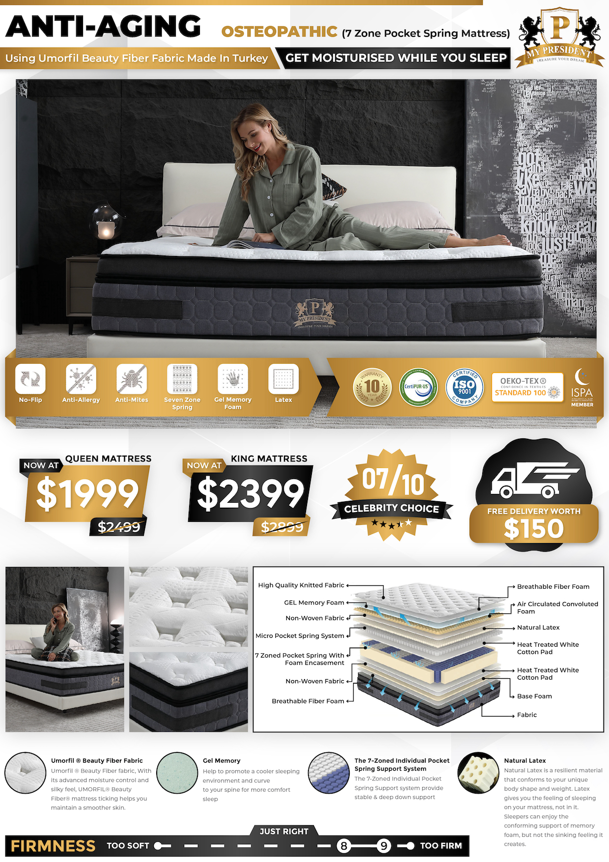 Anti Aging 7 Zone Pocket Spring Mattress