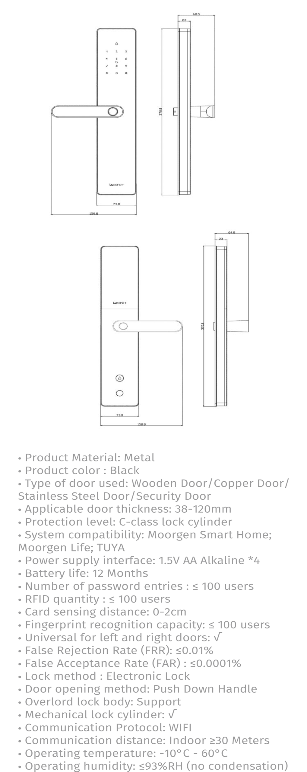 MyDigitaLock - Lusanostar-Specifications