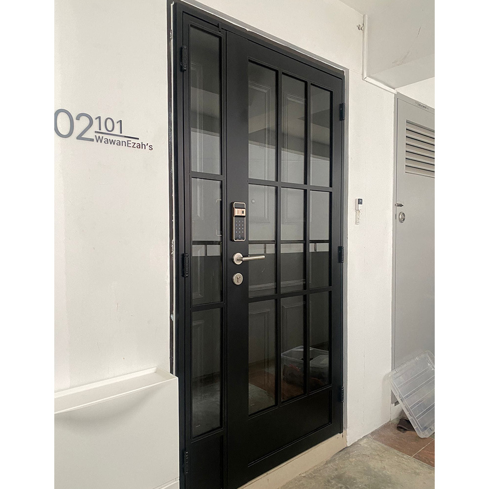Designer HDB Glass Gate Version 3 – Black Glass add $100