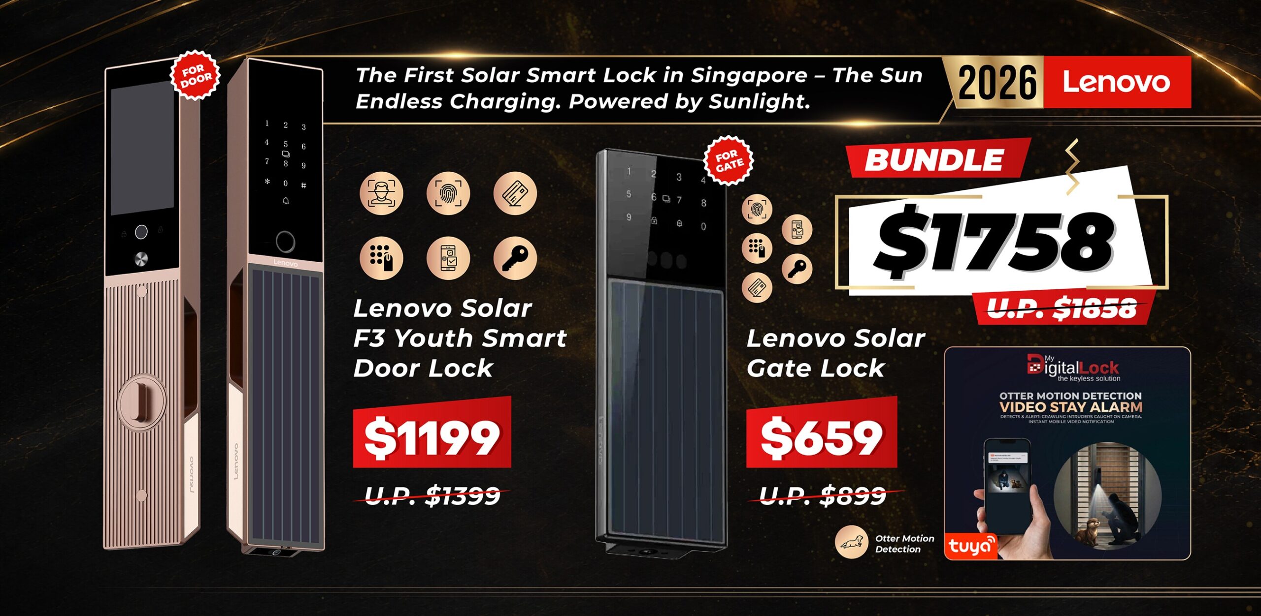 Mydigitallock - Lenovo 2026 Solar Smart Lock Bundle