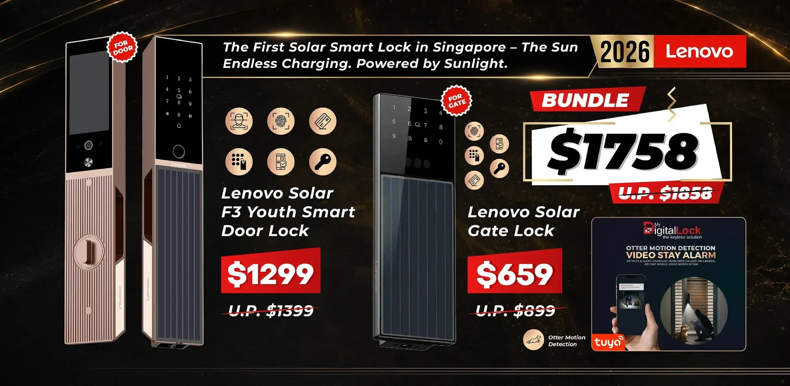 Mydigitallock - Lenovo 2026 Solar Smart Lock Bundle Mydigitallock - Lenovo 2026 Solar Smart Lock Bundle