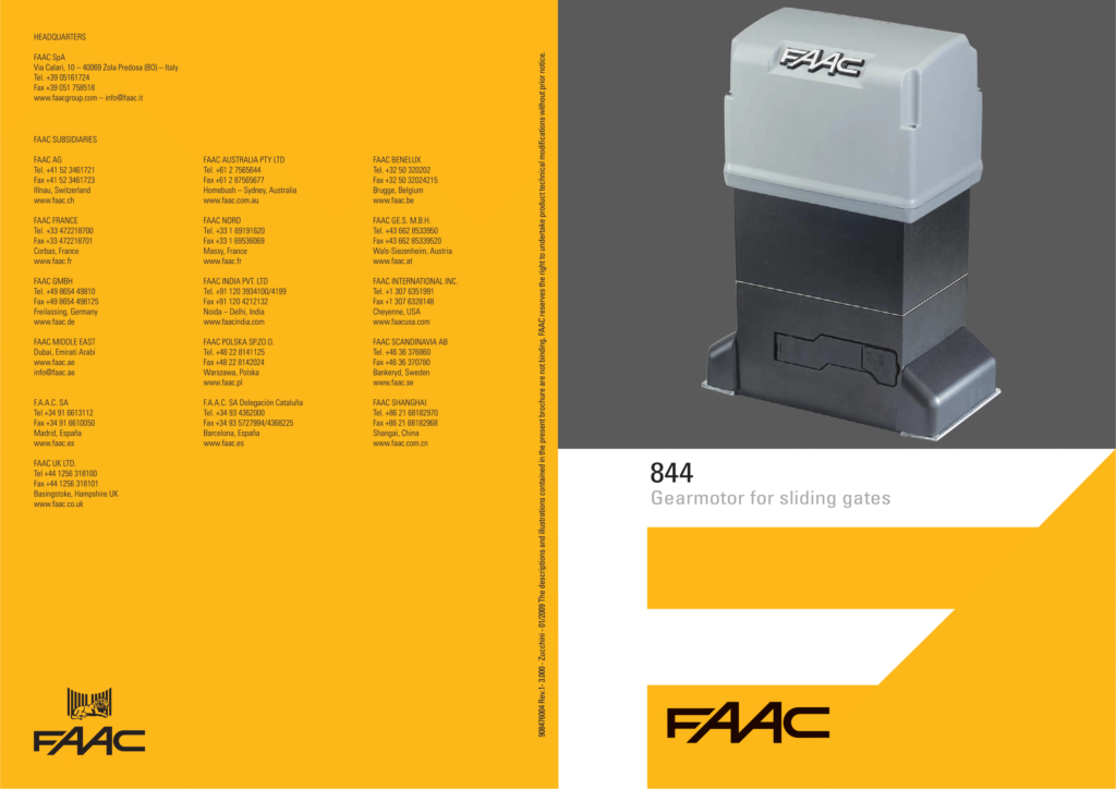 My digital lock - FAAC-844-Catalogue