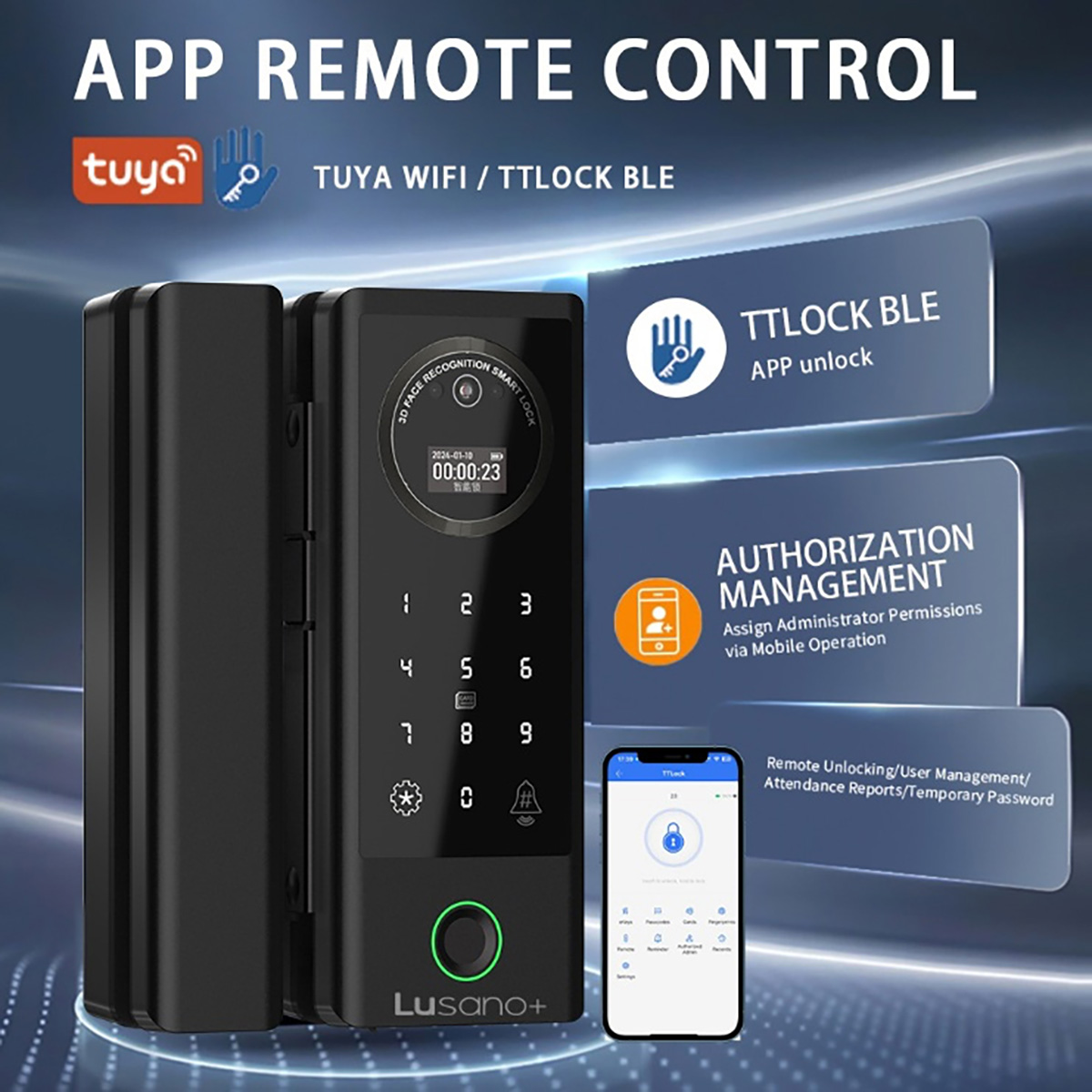 Lusano Glass Digital Lock App Remote Control