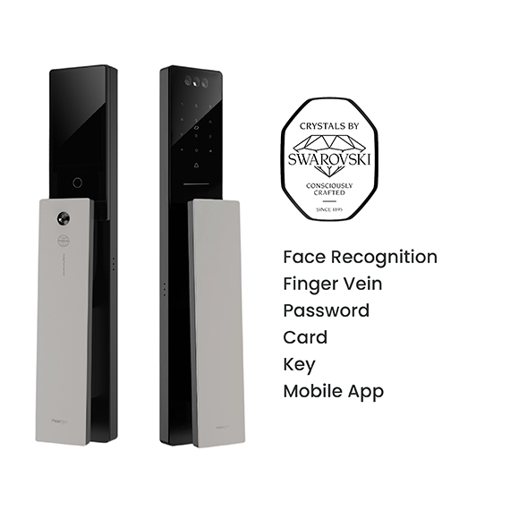 My Digital Lock - Moorgen-T5-Swarovski-Crystal-Digital-Lock-Platinum-Cool-Sliver