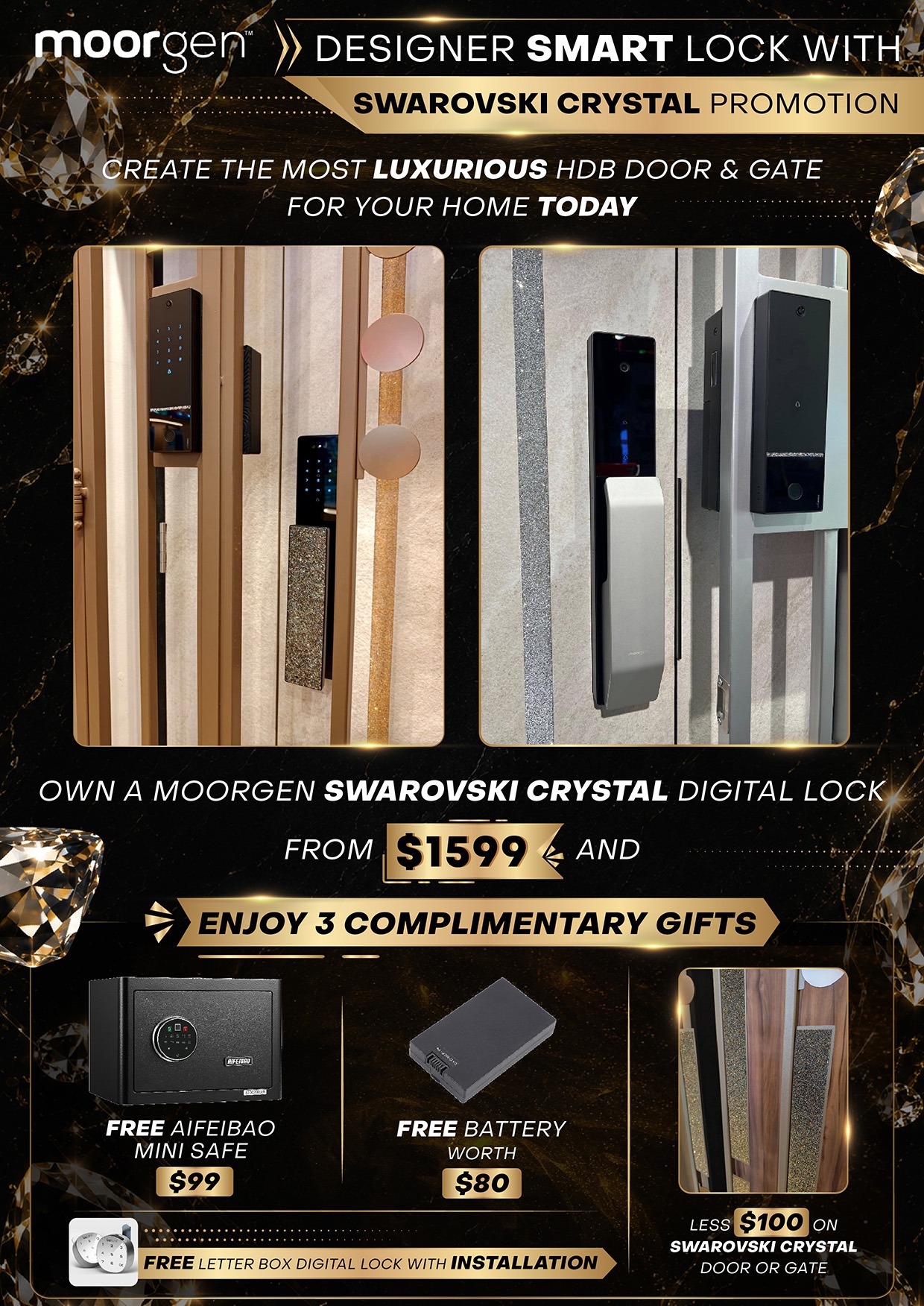Mydigitallock - Designer Smart Lock With Swarovski Crystal Promotion Banner