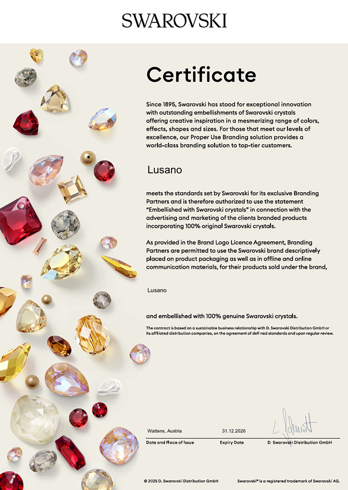 Swarovski Crystal Certificate Swarovski Crystal Certificate